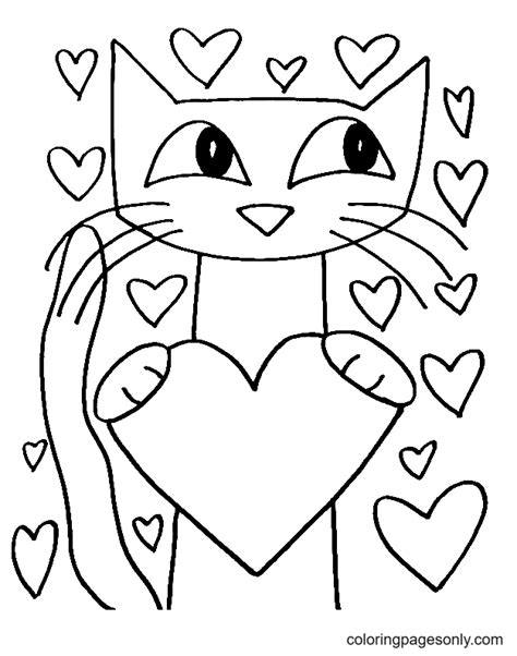 pete  cat valentines day coloring pages pete  cat coloring