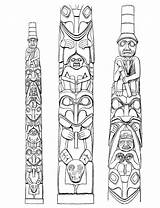 Totem Poles Haida Colorare Ausmalbilder Printable Disegni Totempfahl Indianer Pfahl Totens Muster Pali Tiki Zeichnung Ausmalen Nativi Americani Basteln Bedeutung sketch template