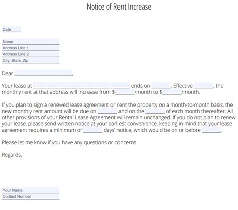 rent increase letter  template zillow rental manager