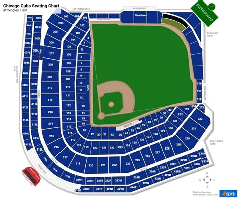 wrigley field detailed seating chart  seat numbers