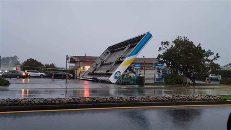 daly city gas station collapses  storm pounds bay area