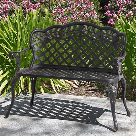 choice products patio garden bench cast aluminum outdoor garden