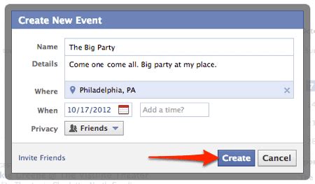invite    facebook friends   event   step simple