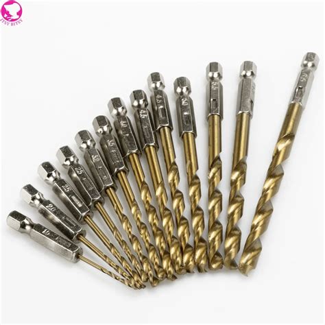 pcslot high speed steel hss titanium coated drill bit set  hex