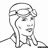 Amelia Earhart Coloring Clipart Pages Historical Figure Airplane Pilot Figures Famous Online Clip Sheets Women Aviator Choose Board sketch template