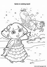 Dora Coloring Christmas Pages Santa Printable Print Library Clipart Popular sketch template
