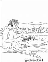 Homo Erectus Prehistoria Preistoria Primitivi Age Fabricando Werkzeug Hellokids Ausmalbilder Stellt sketch template