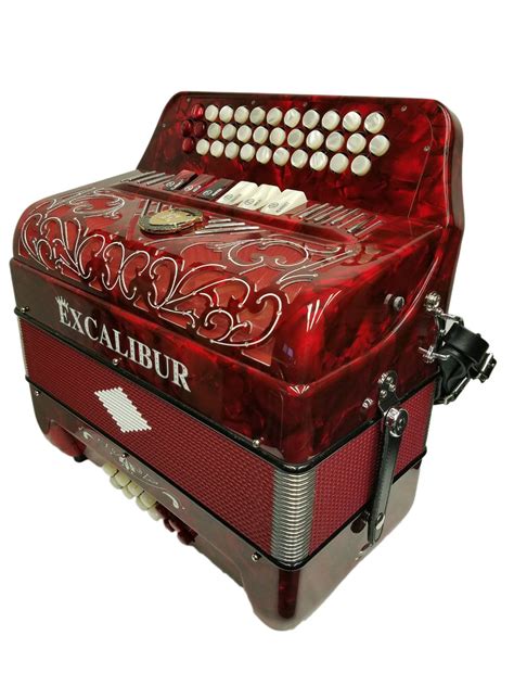 excalibur crown custom two tone 6 switch button accordion red jim