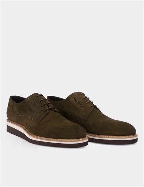green suede leather lace  shoes deery