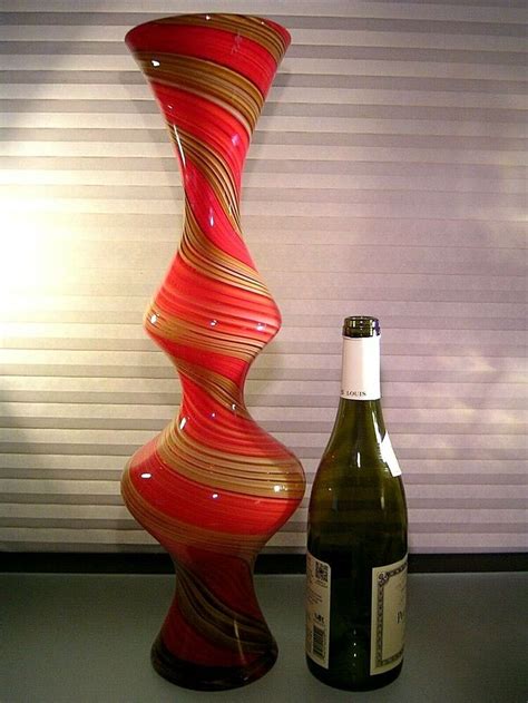 Vintage Murano Large Art Glass Vase Swirl 20 Red Gold Unknown