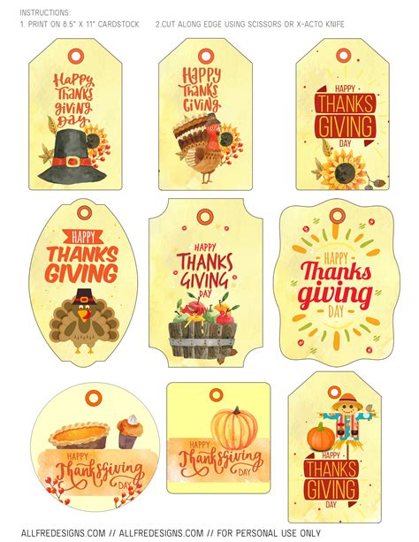 printable thanksgiving gift tags  designs