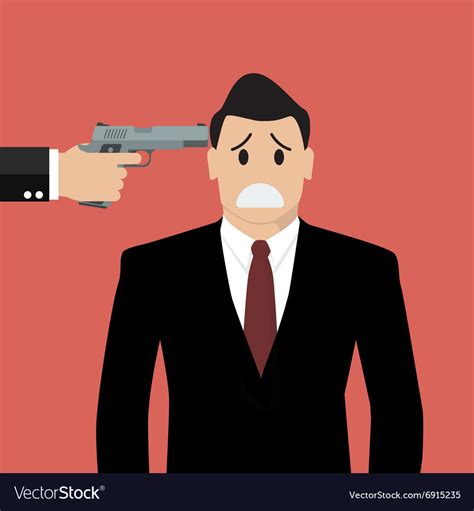 gun point  businessman head royalty  vector image