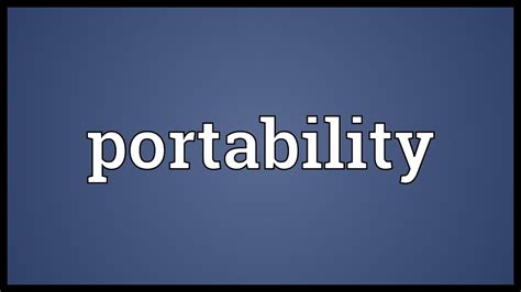 portability meaning youtube