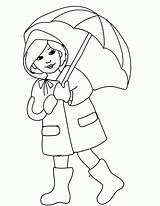 Coloring Rain April Clipart Umbrella Pages Showers Rainy Boots Season Color Printable Spring Drawing Girl Clip Clothes Colouring Cliparts Colour sketch template