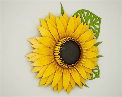 paper craft sunflower diy flower svg dxf  temlate  etsy