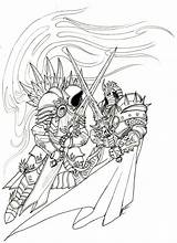 Paladin Warcraft Line Tyrael Arthas sketch template
