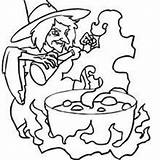 Witch Coloring Pages Halloween Potion Color Brew Printables Sweeps Kitten Sorceress Creepy Pumpkin Cat Things sketch template