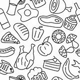 Pngtree Doodles Tekenen Zwarte Naadloze Patroon Objects Voedsel Illustratie Lijnstijl Omtrek Colour Fastfood sketch template