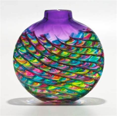 Optic Rib Vase By Michael Trimpol Art Glass Vase