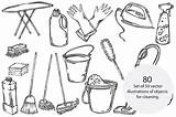 Cleaning Tools Drawing Illustration Creativemarket Vector sketch template