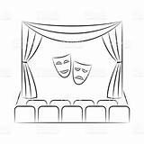 Theater Curtains Tragedia Drawing Sedili Maschere Tenda Commedia Parati Carta Schizzo sketch template