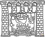 Coloring Chimney Fireplace Santa Christmas Pages Coming Drawing Stockings Printable Color Fire Claus Puzzle Clipart sketch template