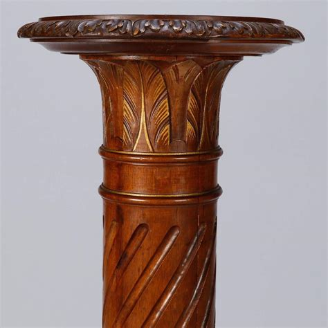 tall carved wood pedestal plant  statue stand  sale  stdibs