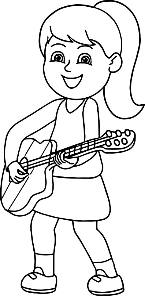 cool girl playing guitar playing  guitar coloring page coloring