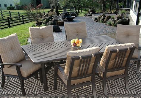 cast aluminum patio dining set pc   person  rectangle table