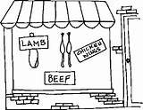Shop Coloring Pages Meat Butcher Buildings Architecture Printable Kids Kb Drawing 526px 56kb sketch template
