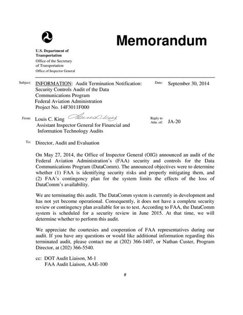 announcement memo template clarifying procedures   audit