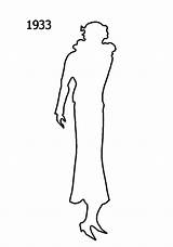 History Costume Outline Silhouette Silhouettes 1933 Human 1940 1930 Fashion Getdrawings sketch template