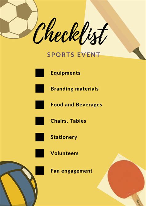checklist         sports event explore sports management