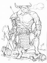 Minotaur Dunbar Dnd Bard Dungeons sketch template
