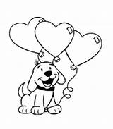 Coloring Valentine Dog Card Valentines Printable sketch template