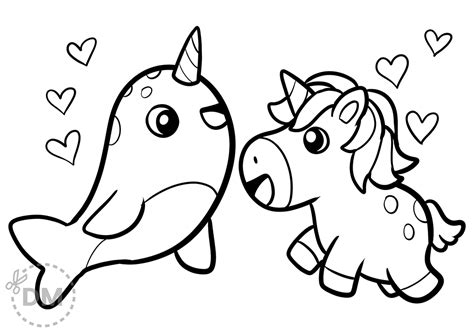narwhal  unicorn friends coloring page diy magazinecom
