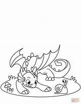 Dragon Coloring Cute Playing Little Snail Pages Drawing sketch template