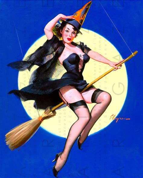 Fab Pin Up Witch Halloween Vintage Illustration Elvgren S Etsy
