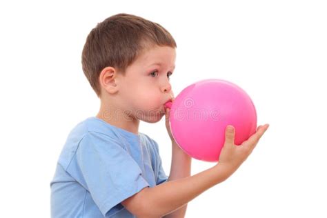 blowing  balloon stock photo image  portrait child