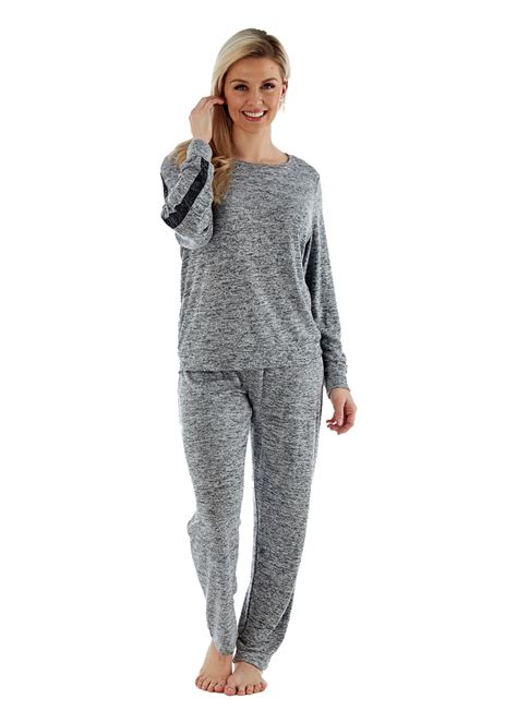 ladies super soft grey loungewear pyjama lounge set  hooded lounger
