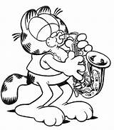 Garfield Saxophone Saxofone Tocando Mouse Tudodesenhos Craneo Precolombinos Páginas Anatomia Adultos Popular sketch template