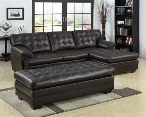 Luxurious Bonded Leather Brown Sofa Chaise Sectional Set