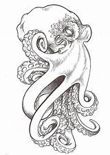 Octopus Drawing Tattoo Realistic Tattoos Japanese Drawings Sketch Designs Sleeve Cute Squid Getdrawings Flower Illustration Visit sketch template