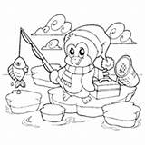 Coloring Pages Iceberg Penguin Fishing Surfnetkids Penguins sketch template
