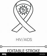 Hiv Aids Icon Pixel Acquired Syndrome Immunodeficiency Alamy Illustration Line Stock Linear Customizable Thin Perfect sketch template