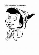 Pinocchio Cut Nose Colour Worksheet Worksheets Esl Preview sketch template