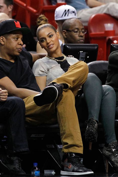 beyonce is glam and gorgeous at basketball game with jay z