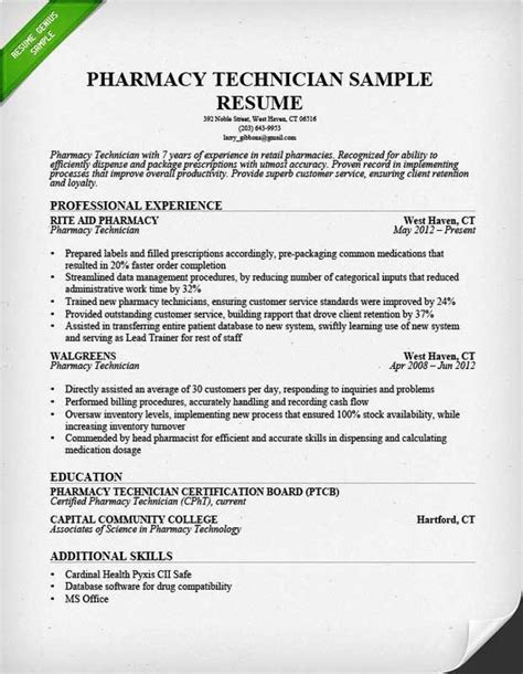 read  pharmacy technician resume sample  learn emphasize