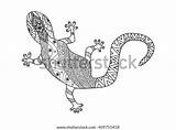Zentangle Gecko sketch template