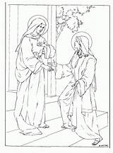 Coloring Visitation Jesus Mary Pages Mother Martha Catholic Zechariah Kids Elizabeth Annunciation Clipart Color Printable Conception Immaculate Saints Sheets Feast sketch template